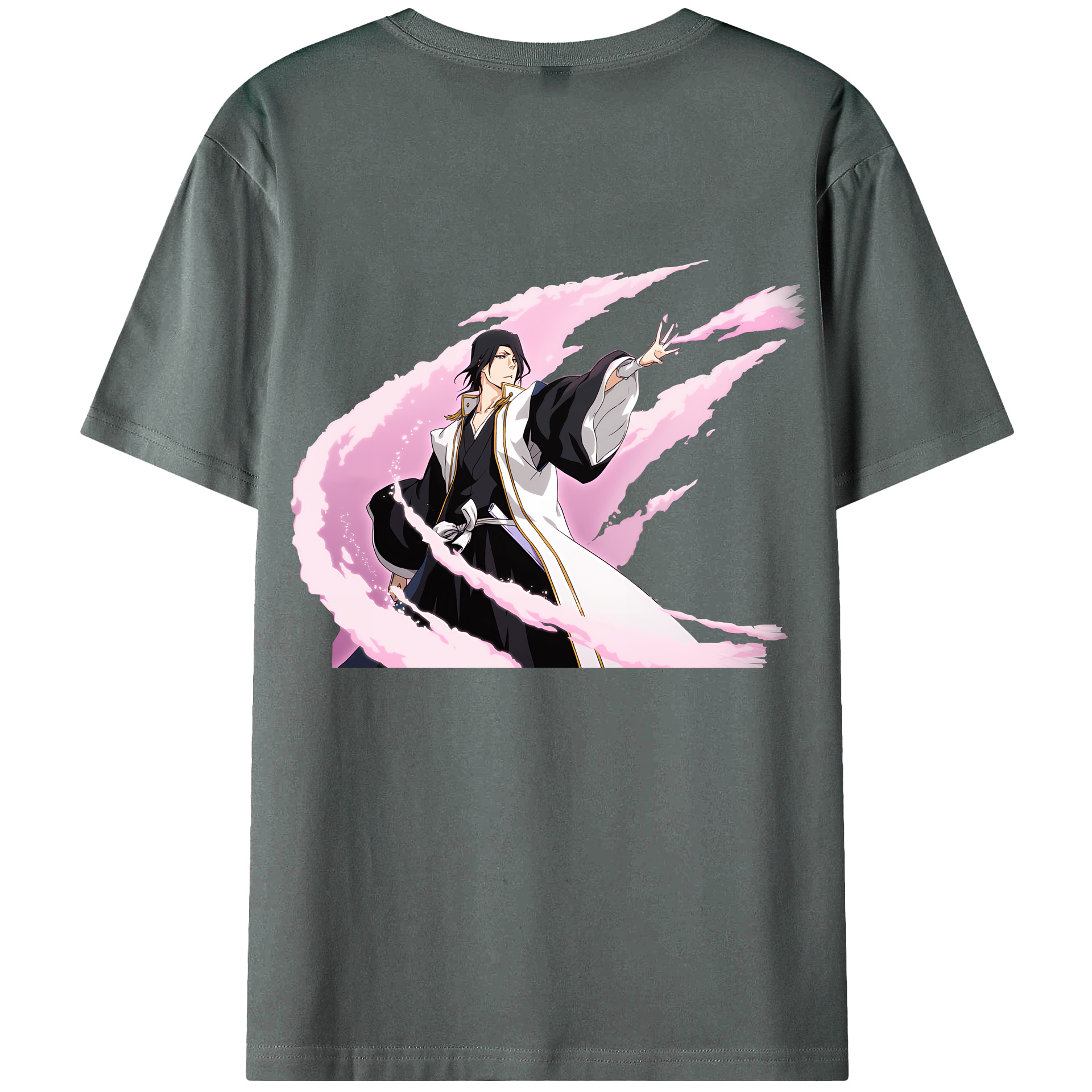 （画像用） ブリーチ くちき びゃくや BLEACH Kuchiki Byakuya 綿100％ メンズ半袖Tシャツ（バックプリント） 通気性